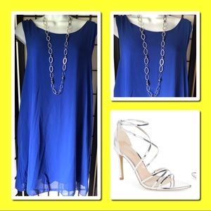 Beautiful Royal Blue Sheath Dress with Bow Accent